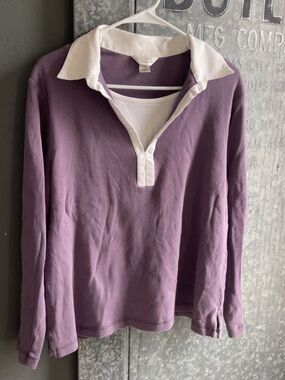 CJ Banks Lavender Pullover with White Contrast Collar